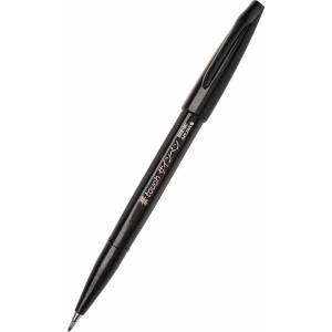 Pentel Маркер четка Pentel Brush Sign Pen (SES15C-A), чернa, гъвкав връх, акварелно мастило (SES15C-A)
