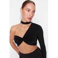 Trendyol Černý Pletený Crop Bustier černá