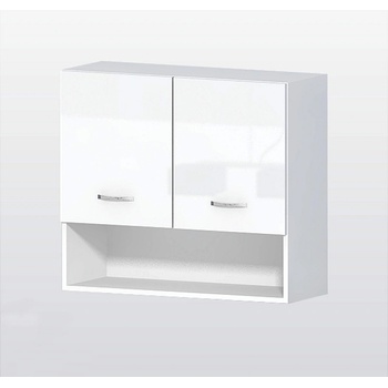 Голд - Аполо Горен кухненски шкаф с 2 врати, ниша и рафт Алис g15 80 см бял гланц