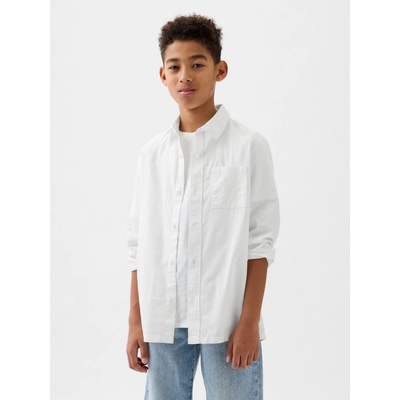 GAP detská oxford košeľa zo zmesi ľanu Oxford Shirt béžová