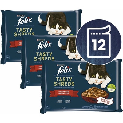 Felix Tasty Shreds hovädzie kura v šťave 12 x 80 g