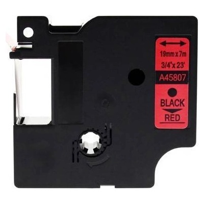 Alternativní páska Dymo 45807 19 mm 7 m, černý tisk/ červený podklad