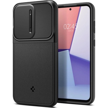 Spigen Тънък качествен силиконов (TPU) калъф с капак за камерата за Samsung Galaxy S23 FE - Spigen Optik Armor Case (черен) (ACS06380)