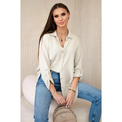 Fashionweek dámská mušelínová košile z bavlny K208 Béžová