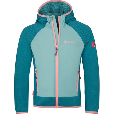 TROLLKIDS Детско поларено яке Trollkids Kid's Seiland Jacket Fleece jacket - Harbor Blue / Aqua Haze / Peony Rose - размер 122 (EU) (703-5393-0321)