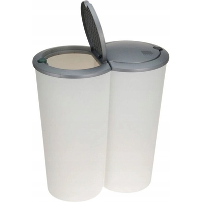 Excellent Houseware Koš na tříděný odpad s víkem, plastový, bílý, 50 l