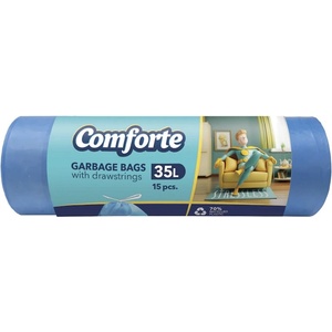 COMFORTE Чанти за боклук comforte 35 л, сини, със затваряща лента, 13 микрона, 15 броя msz3515blcomf (msz3515blcomf)
