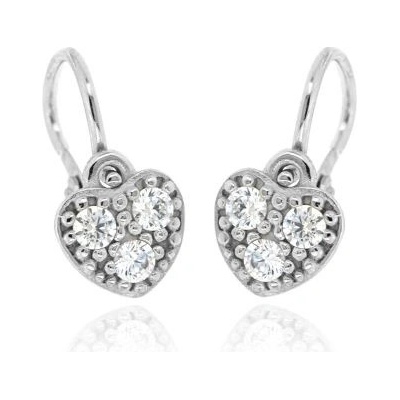 Zlatnictví U Kostela zlaté náušnice pro miminko bílá srdíčka 46807B