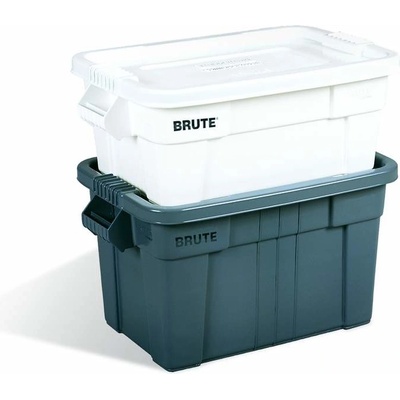 Rubbermaid Plastový odolný úložný box Brute s vekom, sivý, 75 l