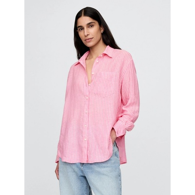 Gap lanová oversize košeľa Big Shirt ružová
