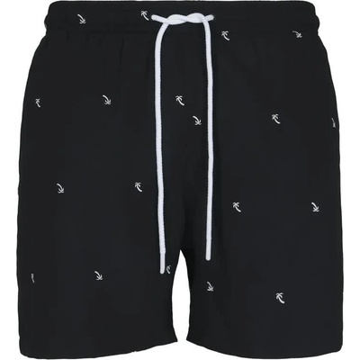 Urban Classics Бански гащета Urban classics Embroidery swimming shorts - Black (Black / White)