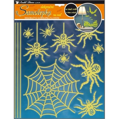 Anděl Přerov s.r.o. samolepky na zeď svítící ve tmě Pavouci 32 x 31 cm