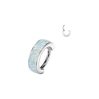 Šperky4U Piercing segment kruh TITAN s opálem, 1,0 x 8 mm TIT1606-1008