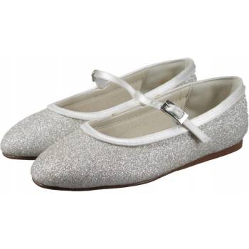 Juniorské boty baleríny na přijímání k prvnímu svatému přijímání dětské stříbrné