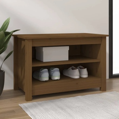 vidaXL Пейка за обувки меденокафява 70x38x45, 5 см борово дърво масив (813772)