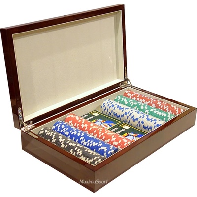 Дървена кутия Las Vegas с 300 покер чипа с номинали