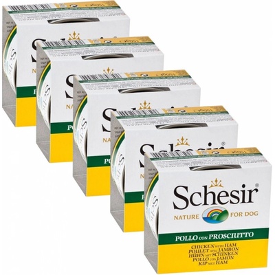 Schesir Adult kuře a šunka v želé 5 x 150 g