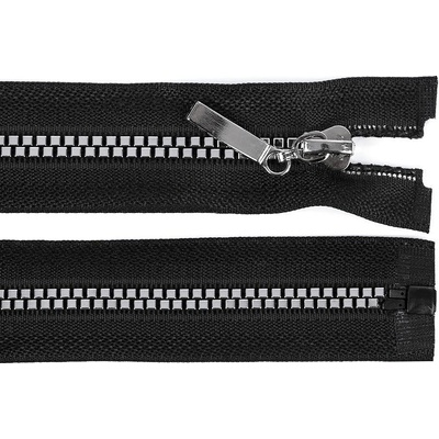 Kostěný zip No 5 délka 70 cm čtvercové zuby, malé, 1 (322) černá stříbrná