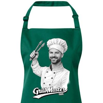 Bezvatriko.cz Pánská zástěra Grill master Lahvová zelená Unisex Canvas Zástěra s laclem 3144