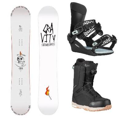 Gravity Contra 25/26 snowboard + Gravity Drift black/sage vázání + Gravity Recon Atop black boty - 152 cm + XL (EU 46-48)
