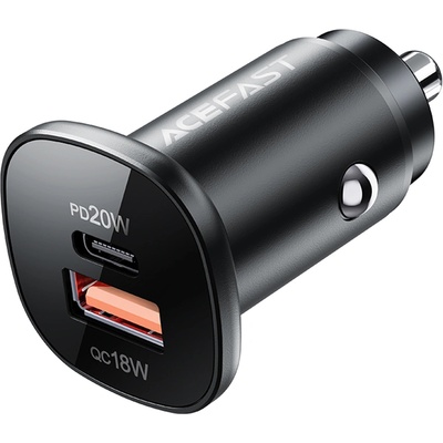 ACEFAST Зарядно за кола B1 - Acefast, Type-C, USB, Dual-Port, 38W, PD Fast Charging, с LED светлина - Черно