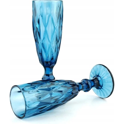 Mondex Skleničky na šampaňské Elise Blue bezbarvé modré 6 x 180 ml