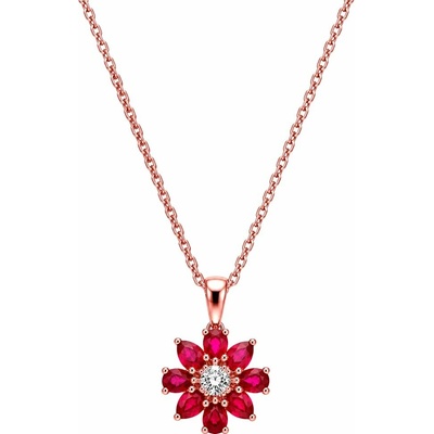 Zlaton Řetízek růžové zlato anker květina s rubíny a diamant N04082603596