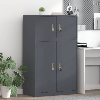 vidaXL Шкаф за съхранение 2 бр. Антрацит 80 x 40 x 130 см Стомана (3438665)