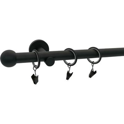 KovovégarnýžeCZ Ballo modern 19 mm Jednořadá Kroužky s žabkou černá matná 180 cm