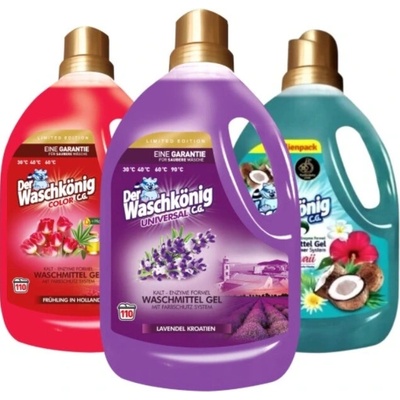 Waschkonig prací gel Univerzálna farba Hawaii mix 3 x 3,305 l 110 PD