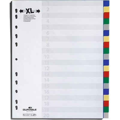 DURABLE Регистър DURABLE пластмасов A/4 maxi 20 цвята + индексни раздели 675927 (675927)