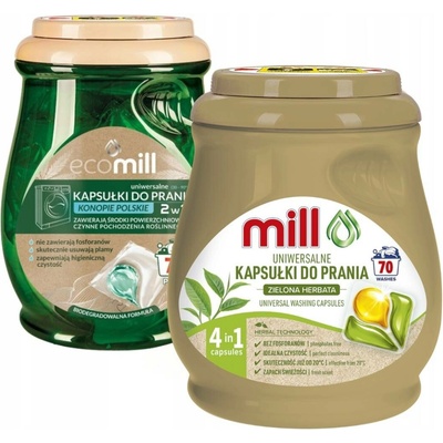 Ecomil Univerzální prací Kapsle Zelený Čaj a Konopí 2 x 70 PD