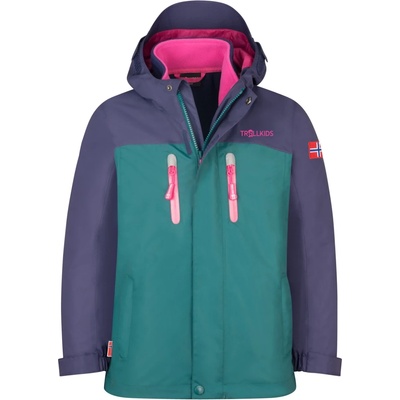 TROLLKIDS Детско 3-в-1 яке Trollkids Girl's Bryggen 3in1 Jacket 3-in-1 jacket - Deep Violet / Midnight Petrol / Dark Pink - размер 164 (EU) (703-2231-1419)