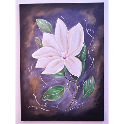 Biely kvet 50 x 70 cm - ručne maľovaný obraz