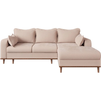 ROPEZ Бежов ъглов диван от рипсено кадифе (десен ъгъл) Beata - Ropez (Beata Narożnik L z f.spania - Prawy tk. Fjord 23)