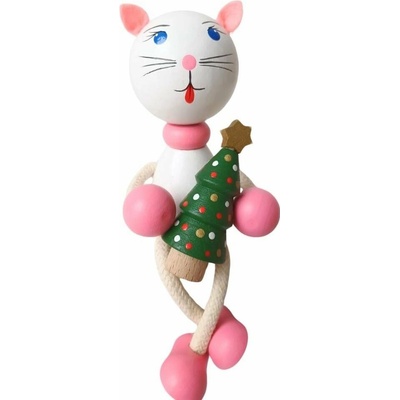 Krokido Kočka s vánočním stromečkem ručně malovaná figurka