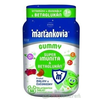 Stada Marťánci Gummy Super Imunita & Betaglukan malina a borůvka 50 bonbónů