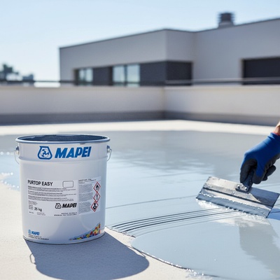 MAPEI Purtop Easy - Jednozložková polyuretánová tekutá hydroizolačná membrána pre strechy, terasy a balkóny Farba: Biela, Balenie: 25 kg