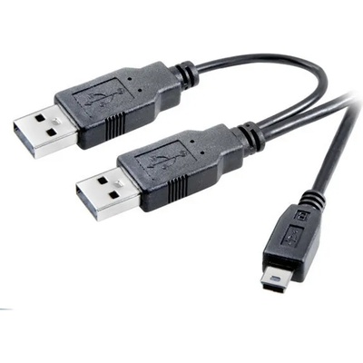Vivanco Кабел Vivanco 45290, 2x USB A(м) към USB Mini B(м), 1m, черен (45290)