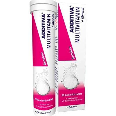 Additiva Multivitamin + Mineral šumivé tabliety s broskyňou 20 ks
