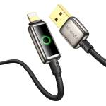 Mcdodo Кабел за данни - Mcdodo (CA-6590) - с дишаща LED светлина, USB-A → Lightning, Auto Power Off, 3A, 1.2m - Черен