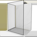 Mexen Kioto душ кабина Walk-in 90 x 70 cm, черна рамка, златисто четкано - 800-090-212-55-70-070 (800-090-212-55-70-070)