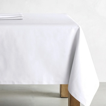 Prem bavlna hotelový ubrus Marvin se saténovou vazbou hladká jednobarevná bílá 160x160cm