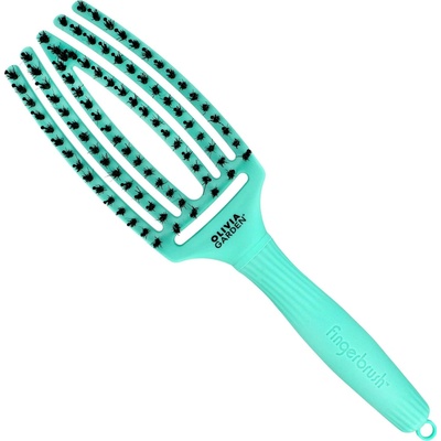 Olivia Garden Finger Brush kefa na vlasy masážna 6-radová stredná mint