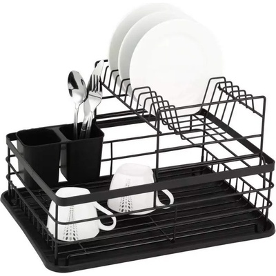Kinghoff Сушилник за съдове Kinghoff KH 1716, 2 нива, Поставка за прибори, Черен