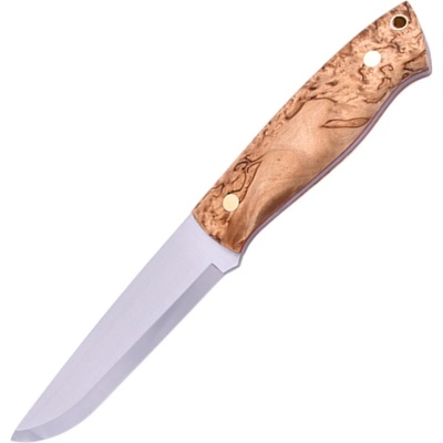 Brisa Trapper 115-curly birch Elmax Scandi Sheath Trapper 115 with firesteel BRS