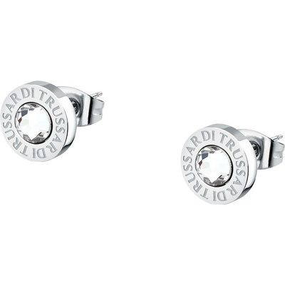Trussardi Minimalistické náušnice s krystaly T-Logo TJAXC119