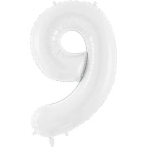 Party Deco Фолиев Балон Цифра, Бяло, 86см - 9 (fb130-9-008)