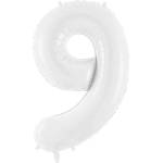 Party Deco Фолиев Балон Цифра, Бяло, 86см - 9 (fb130-9-008)