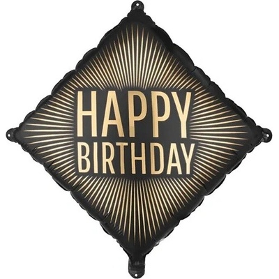 PartyDeco Balónek fóliový černo-zlatý HB 46x46 cm